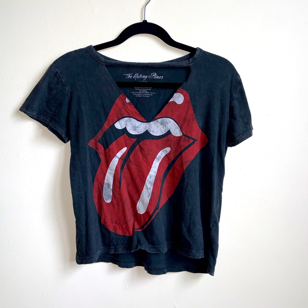 The Rolling Stones Grey Gray Cut Out Top Size S